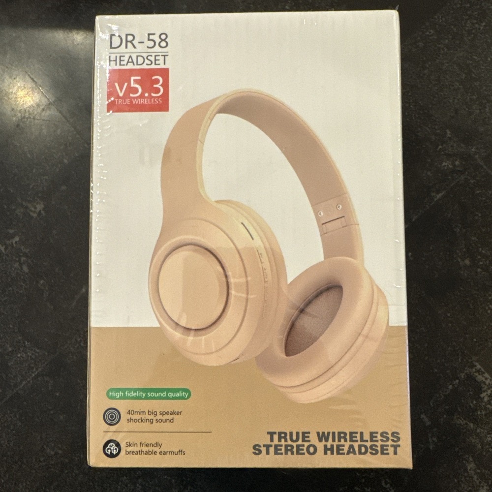 DR-58 v5.3 True Wireless Stereo Headband Headset, 40mm Stereo, Dolomite White
